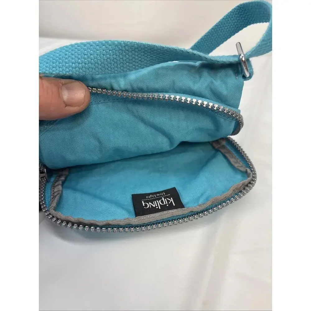 Kipling Eldorado Small Crossbody Bag Teal Pockets Card Slots Zip Snap Adjustable - Picture 6 of 8